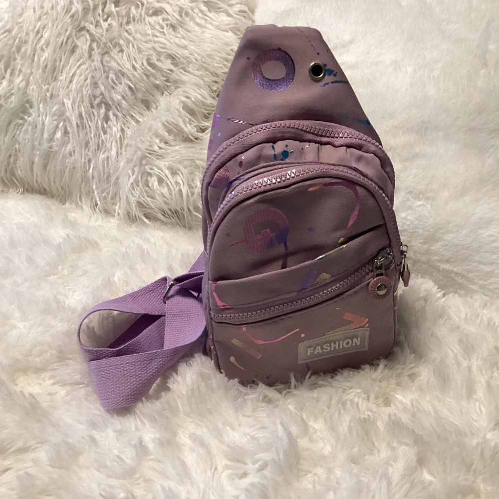 Jing Pin Women Sling Bag, Size Medium, Color Purple Multi Color NWT